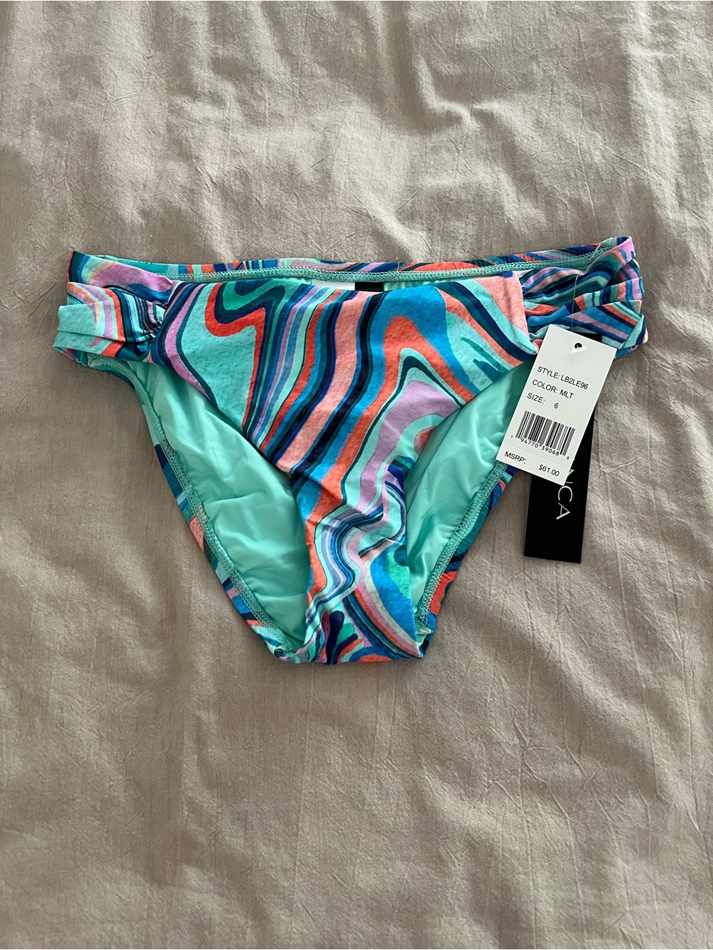 La Blanca Crystal Cove Side Shirred Bikini Bottoms in Aqua, Blue, Coral, Purple